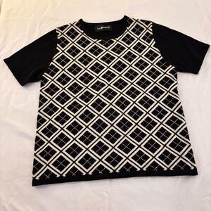 Vintage Sag Harbor Black and White Knit Top Size M